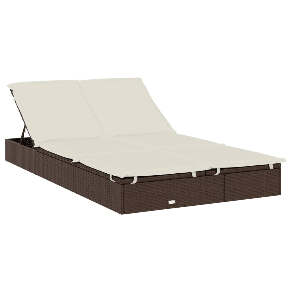2 személyes barna polyrattan napágy kerek tetővel 211x112x140cm 5