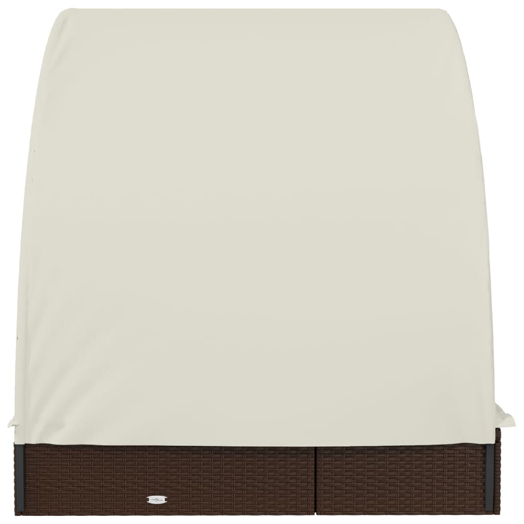 2 személyes barna polyrattan napágy kerek tetővel 211x112x140cm 6