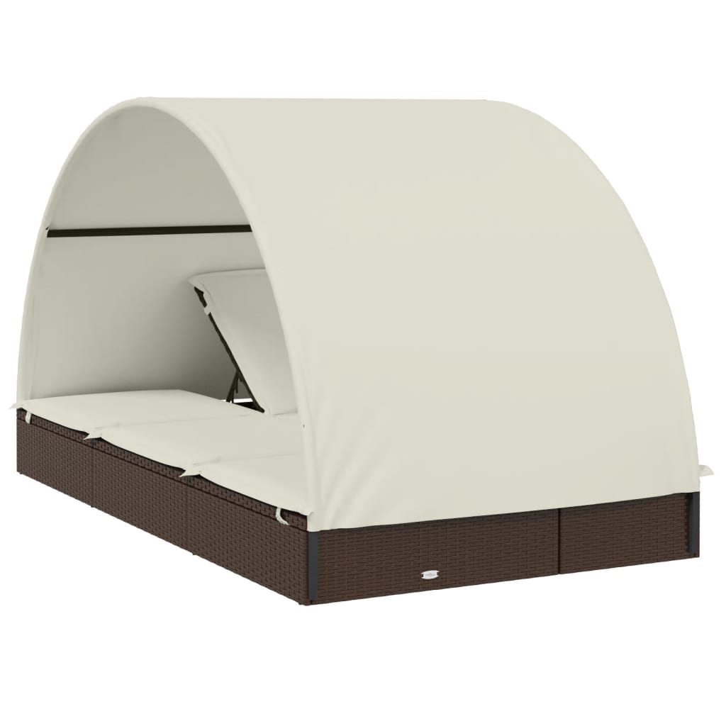 2 személyes barna polyrattan napágy kerek tetővel 211x112x140cm 8