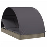 2 személyes szürke polyrattan napágy kerek tetővel 211x112x140 2