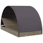 2 személyes szürke polyrattan napágy kerek tetővel 211x112x140 3