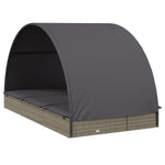 2 személyes szürke polyrattan napágy kerek tetővel 211x112x140 4