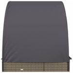 2 személyes szürke polyrattan napágy kerek tetővel 211x112x140 6
