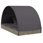2 személyes szürke polyrattan napágy kerek tetővel 211x112x140 8