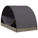 2 személyes szürke polyrattan napágy kerek tetővel 211x112x140 9