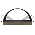 2 személyes szürke polyrattan napágy kerek tetővel 211x112x140 10