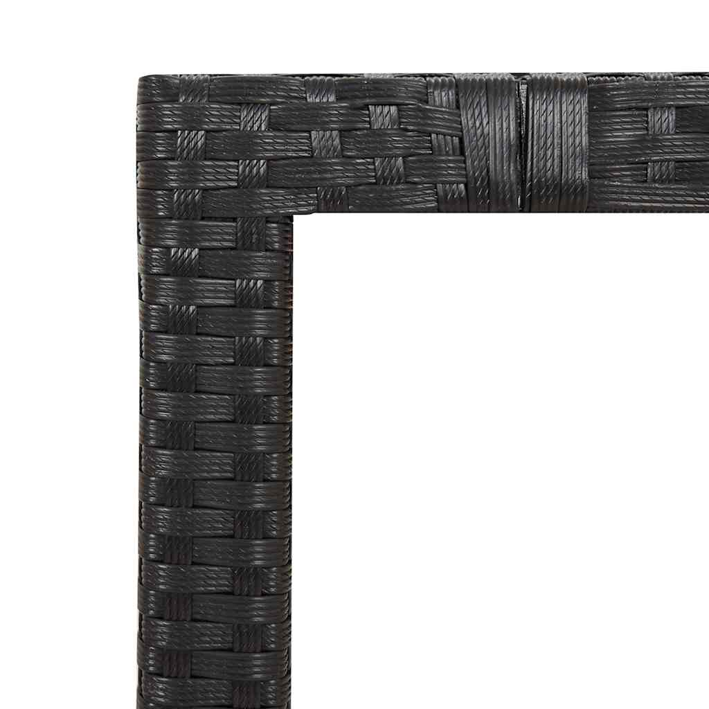 Fekete polyrattan és tömör akácfa kerti asztal fa asztallappal 5
