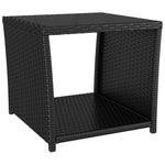 Fekete polyrattan és edzett üveg teázóasztal üveglappal 2