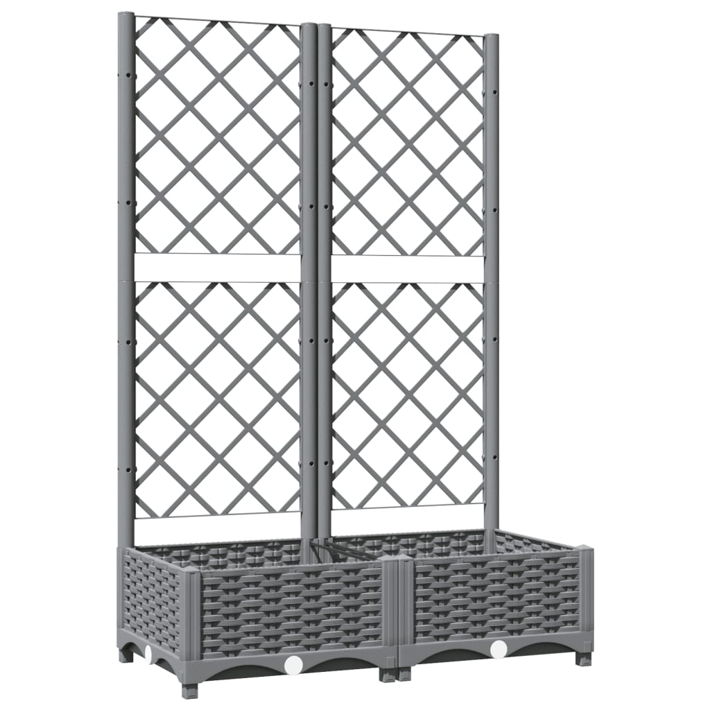 Világosszürke PP rácsos kerti ültetőláda 80 x 40 x 121,5 cm 2