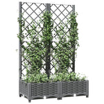 Világosszürke PP rácsos kerti ültetőláda 80 x 40 x 121,5 cm 7