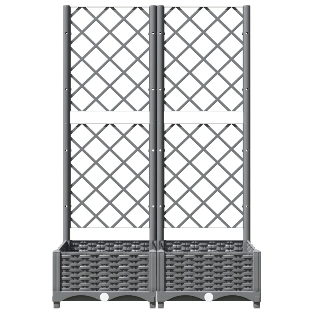 Világosszürke PP rácsos kerti ültetőláda 80 x 40 x 121,5 cm 3