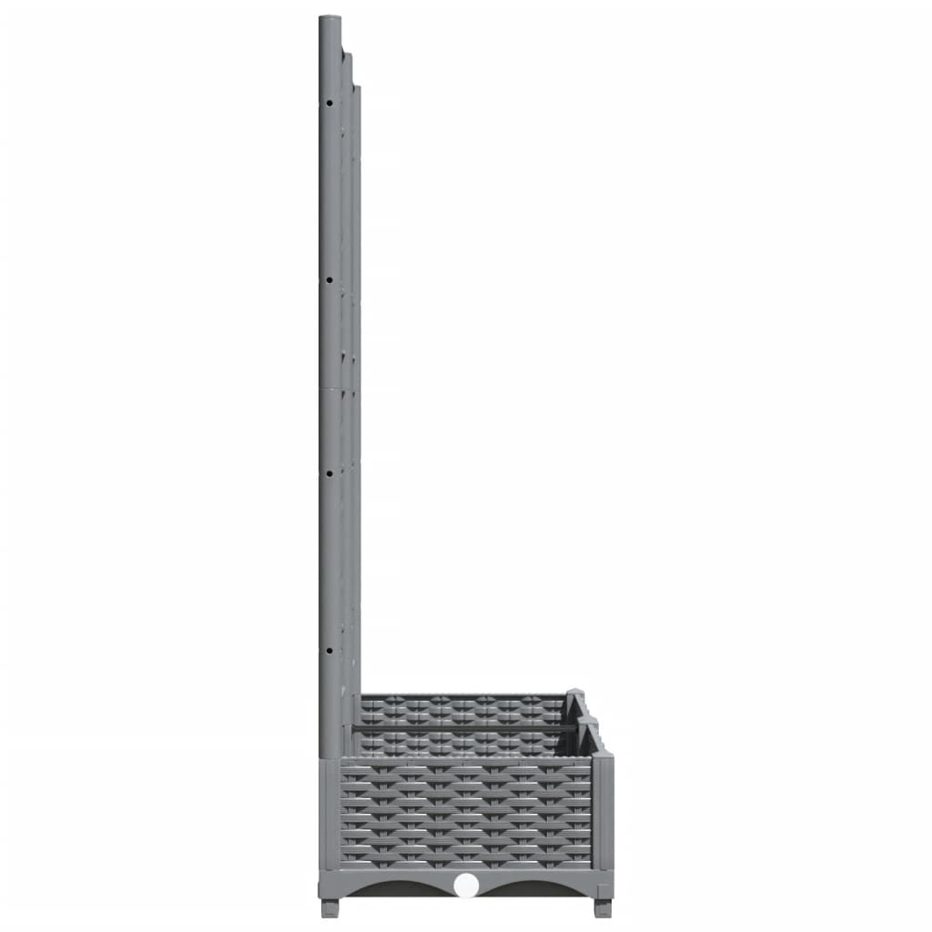 Világosszürke PP rácsos kerti ültetőláda 80 x 40 x 121,5 cm 5