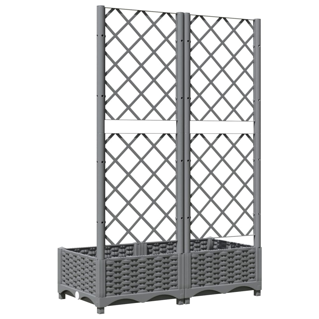 Világosszürke PP rácsos kerti ültetőláda 80 x 40 x 121,5 cm 4