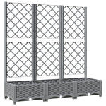 Világosszürke PP rácsos kerti ültetőláda 120 x 40 x 121,5 cm 2