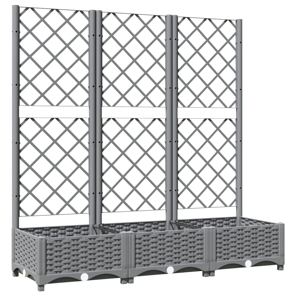 Világosszürke PP rácsos kerti ültetőláda 120 x 40 x 121,5 cm 2