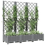 Világosszürke PP rácsos kerti ültetőláda 120 x 40 x 121,5 cm 7
