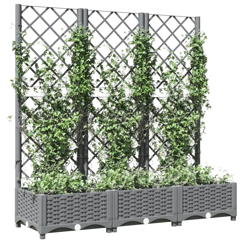 Világosszürke PP rácsos kerti ültetőláda 120 x 40 x 121,5 cm 7
