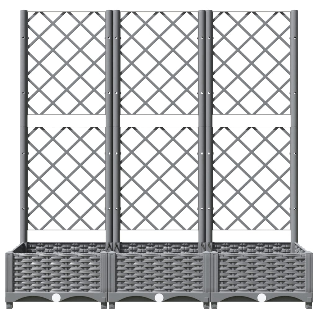 Világosszürke PP rácsos kerti ültetőláda 120 x 40 x 121,5 cm 3