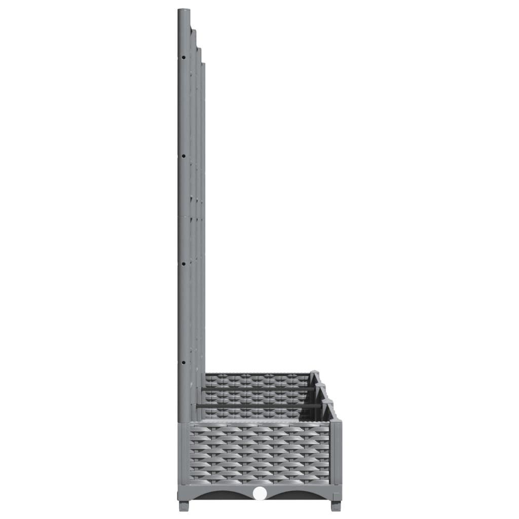 Világosszürke PP rácsos kerti ültetőláda 120 x 40 x 121,5 cm 5