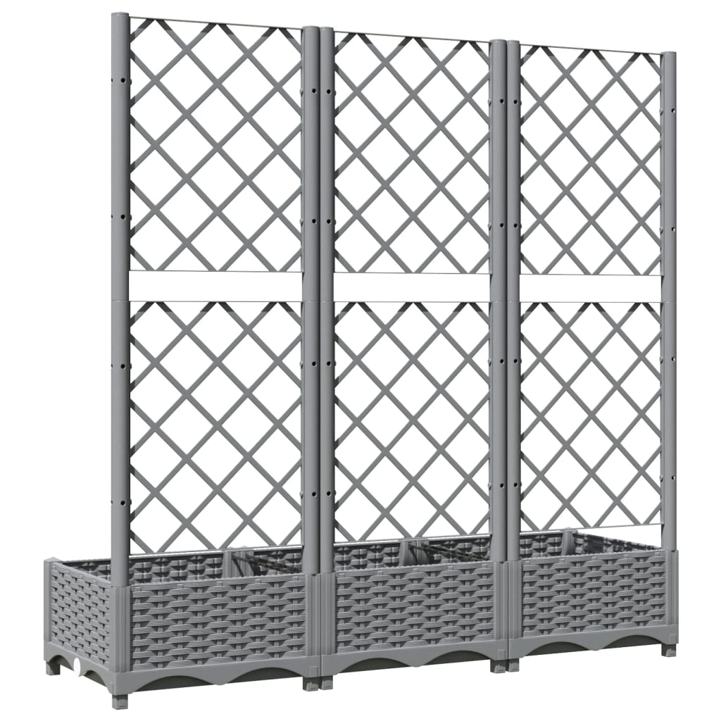 Világosszürke PP rácsos kerti ültetőláda 120 x 40 x 121,5 cm 4