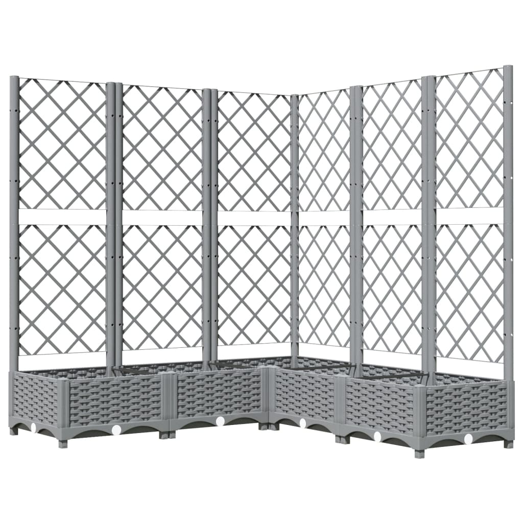 Világosszürke PP rácsos kerti ültetőláda 120 x 120 x 121,5 cm 2