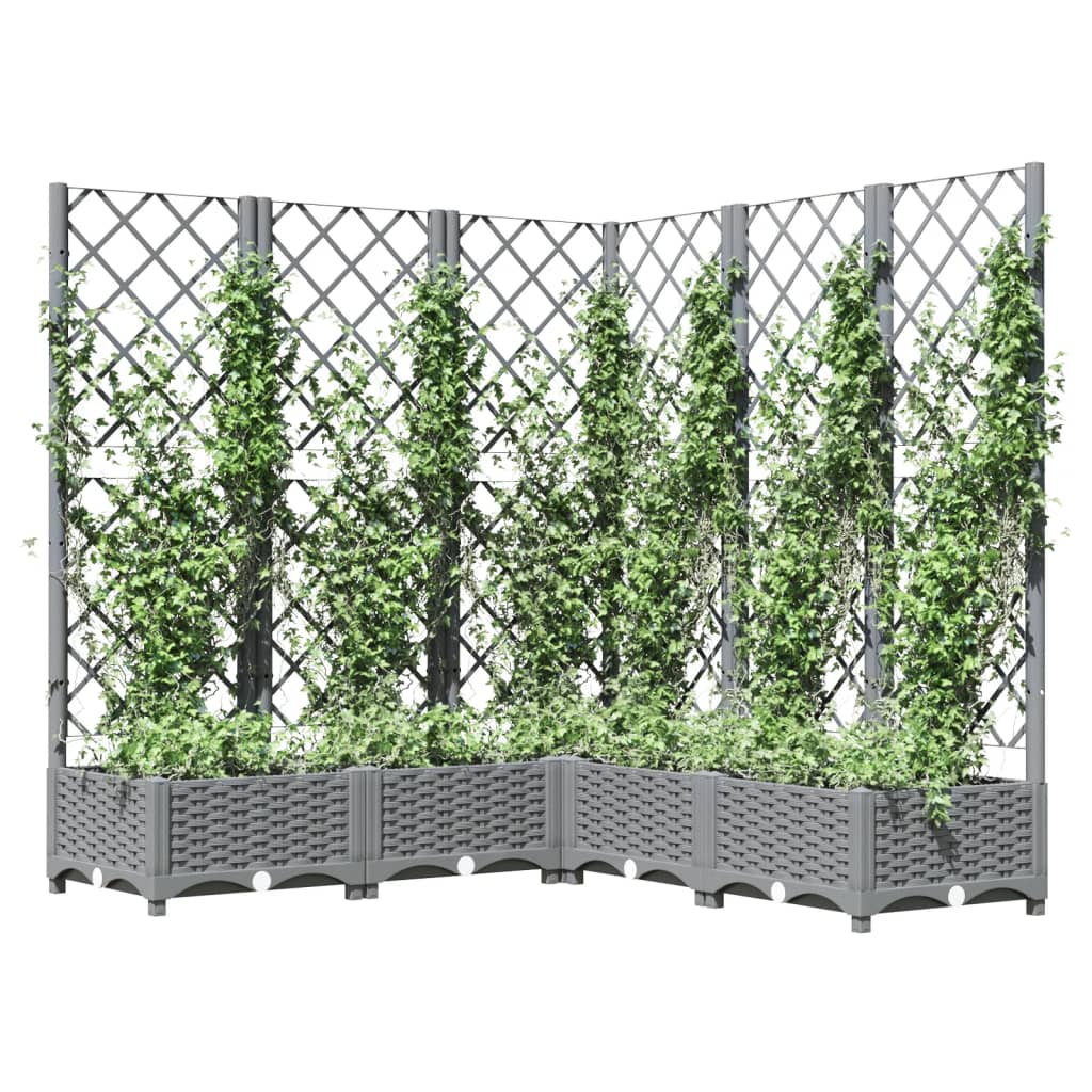 Világosszürke PP rácsos kerti ültetőláda 120 x 120 x 121,5 cm 7
