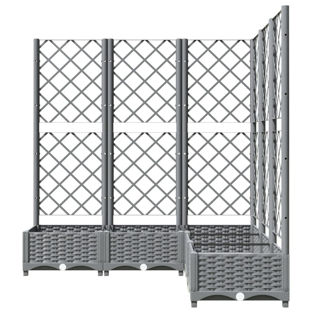 Világosszürke PP rácsos kerti ültetőláda 120 x 120 x 121,5 cm 3