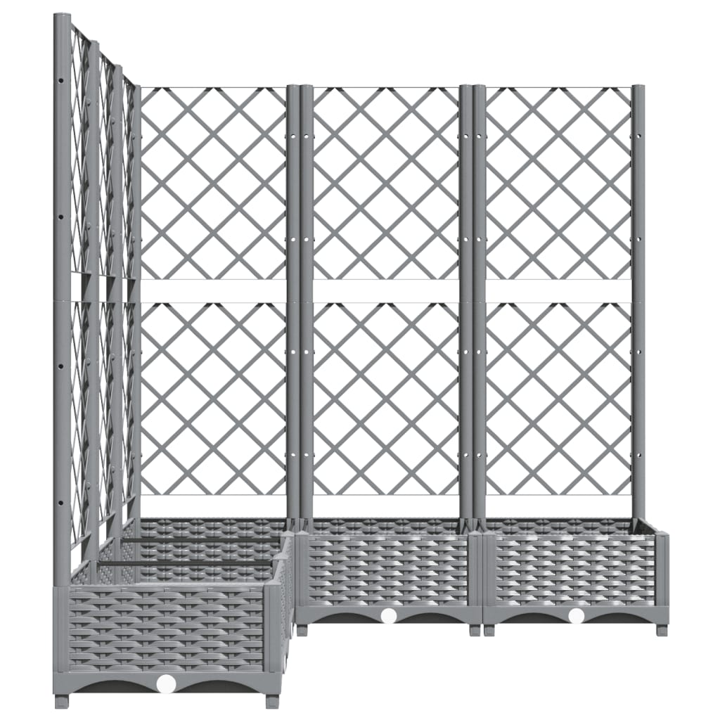 Világosszürke PP rácsos kerti ültetőláda 120 x 120 x 121,5 cm 5