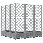 Világosszürke PP rácsos kerti ültetőláda 120 x 120 x 121,5 cm 4
