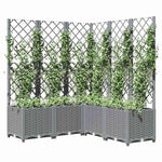 Világosszürke PP rácsos kerti ültetőláda 120 x 120 x 136 cm 7