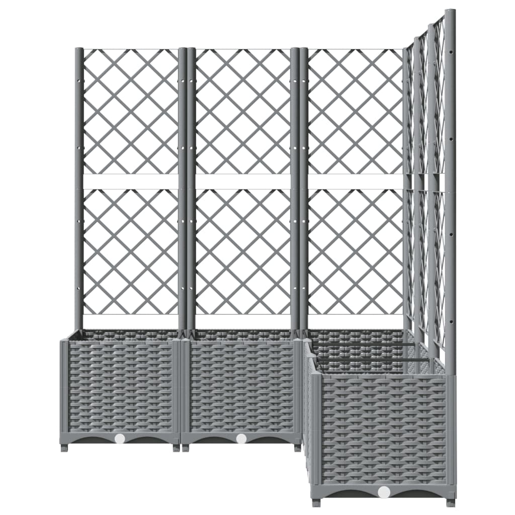 Világosszürke PP rácsos kerti ültetőláda 120 x 120 x 136 cm 3