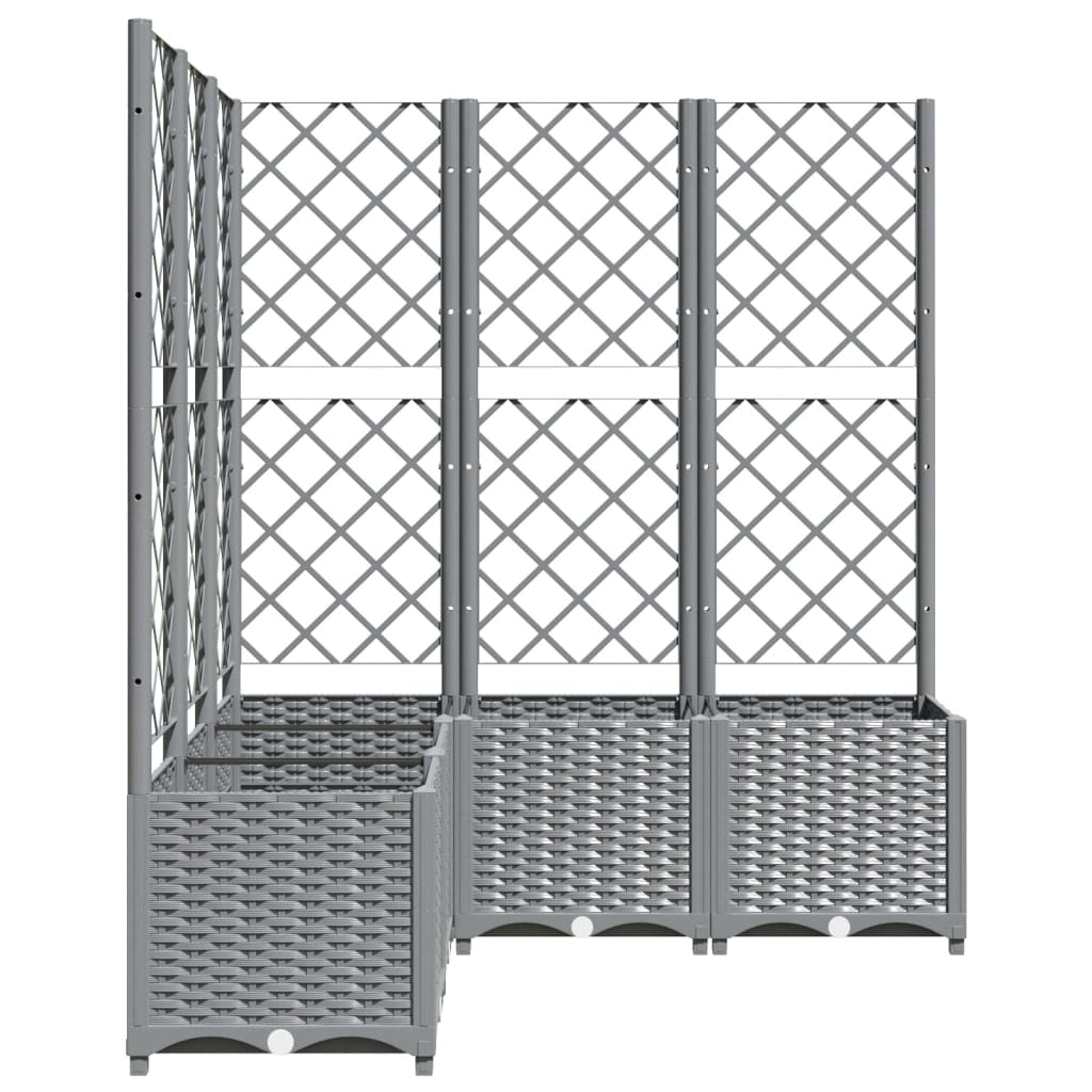 Világosszürke PP rácsos kerti ültetőláda 120 x 120 x 136 cm 5