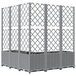Világosszürke PP rácsos kerti ültetőláda 120 x 120 x 136 cm 4