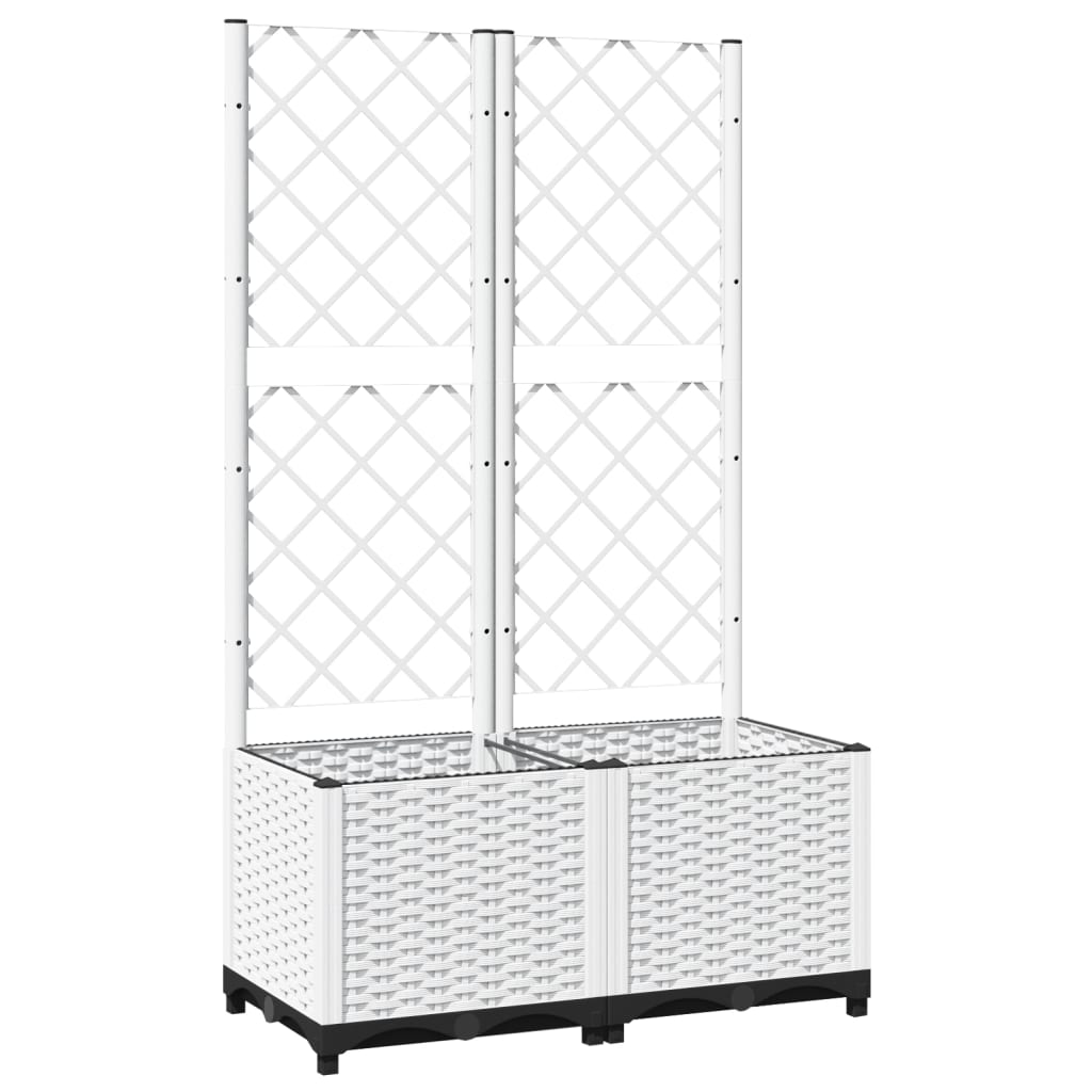 Fehér PP rácsos kerti ültetőláda 80 x 40 x 136 cm 2