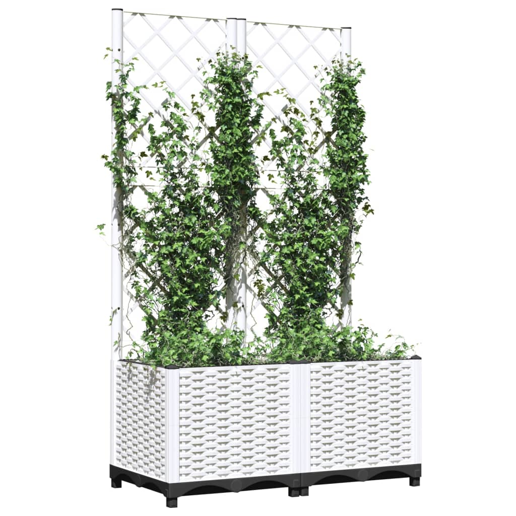 Fehér PP rácsos kerti ültetőláda 80 x 40 x 136 cm 7