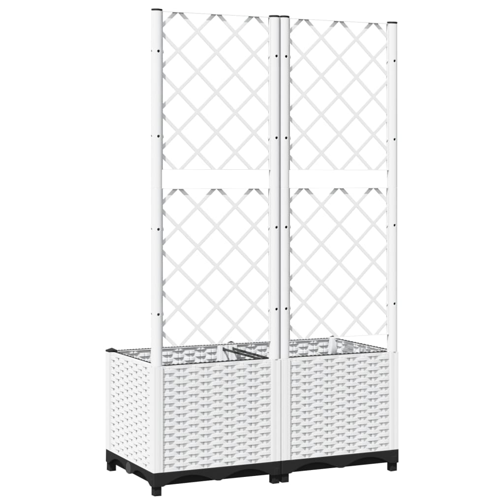 Fehér PP rácsos kerti ültetőláda 80 x 40 x 136 cm 4