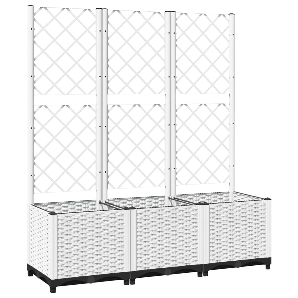 Fehér polipropilén rácsos kerti ültetőláda 120 x 40 x 136 cm 2