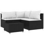 4 részes fekete polyrattan kerti ülőgarnitúra párnákkal 2