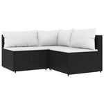 4 részes fekete polyrattan kerti ülőgarnitúra párnákkal 3
