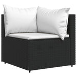 4 részes fekete polyrattan kerti ülőgarnitúra párnákkal 4