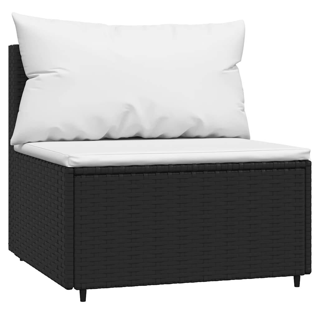 4 részes fekete polyrattan kerti ülőgarnitúra párnákkal 5