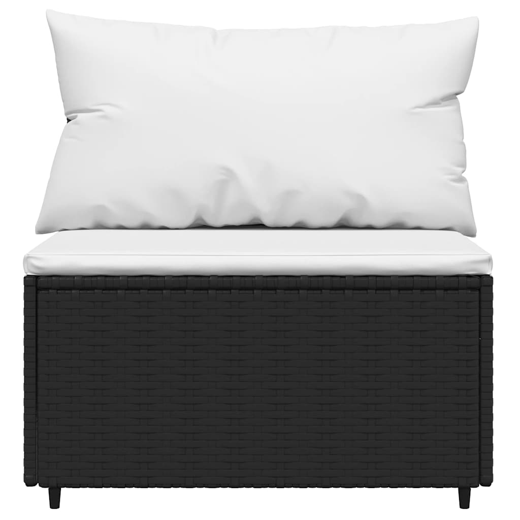 4 részes fekete polyrattan kerti ülőgarnitúra párnákkal 6