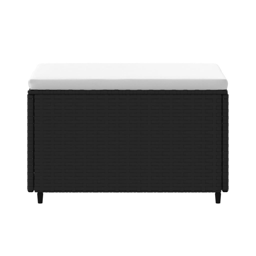 Fekete polyrattan kerti lábtartó párnával 4