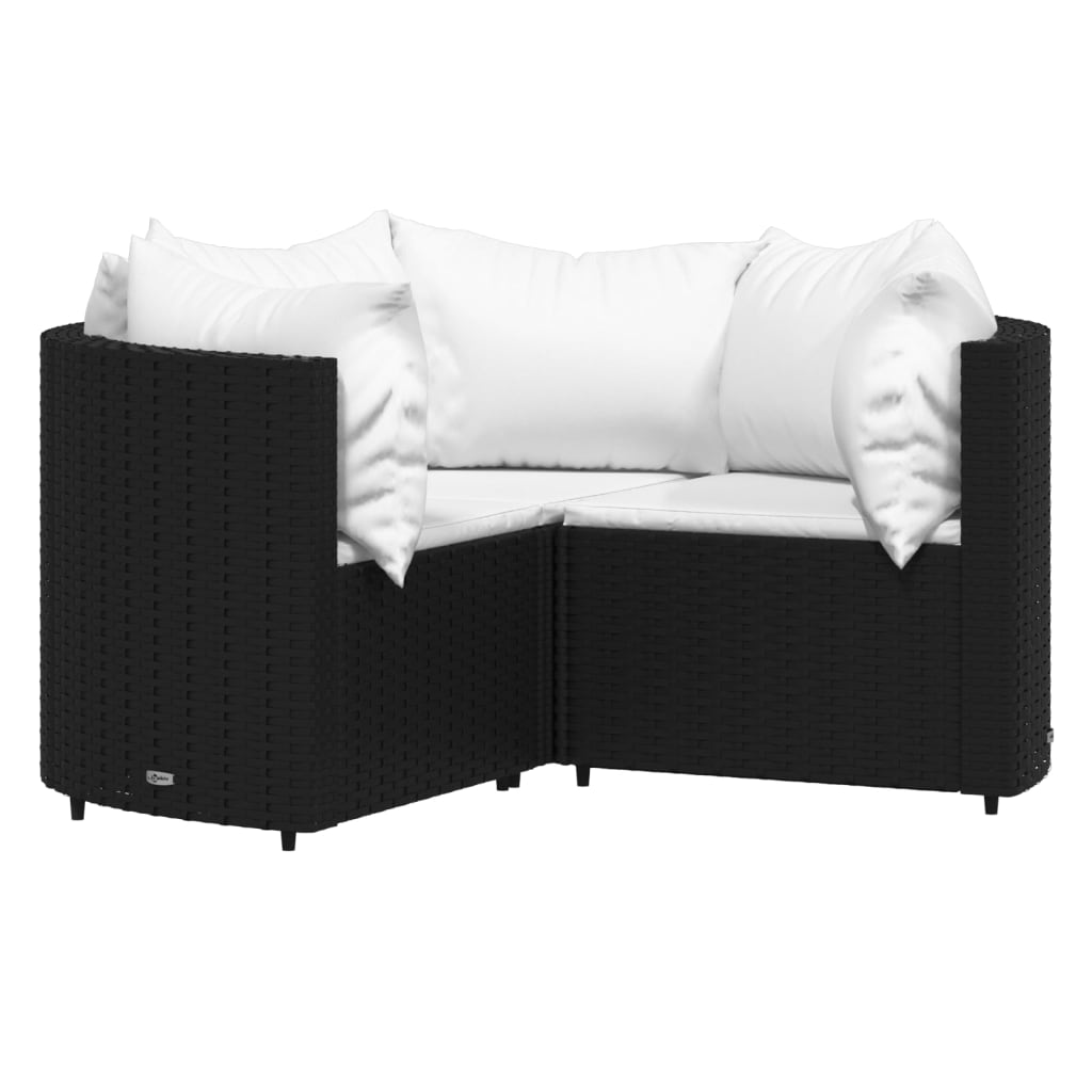 4 részes fekete polyrattan kerti ülőgarnitúra párnákkal 3