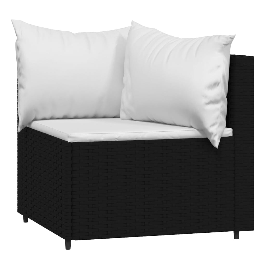 4 részes fekete polyrattan kerti ülőgarnitúra párnákkal 4