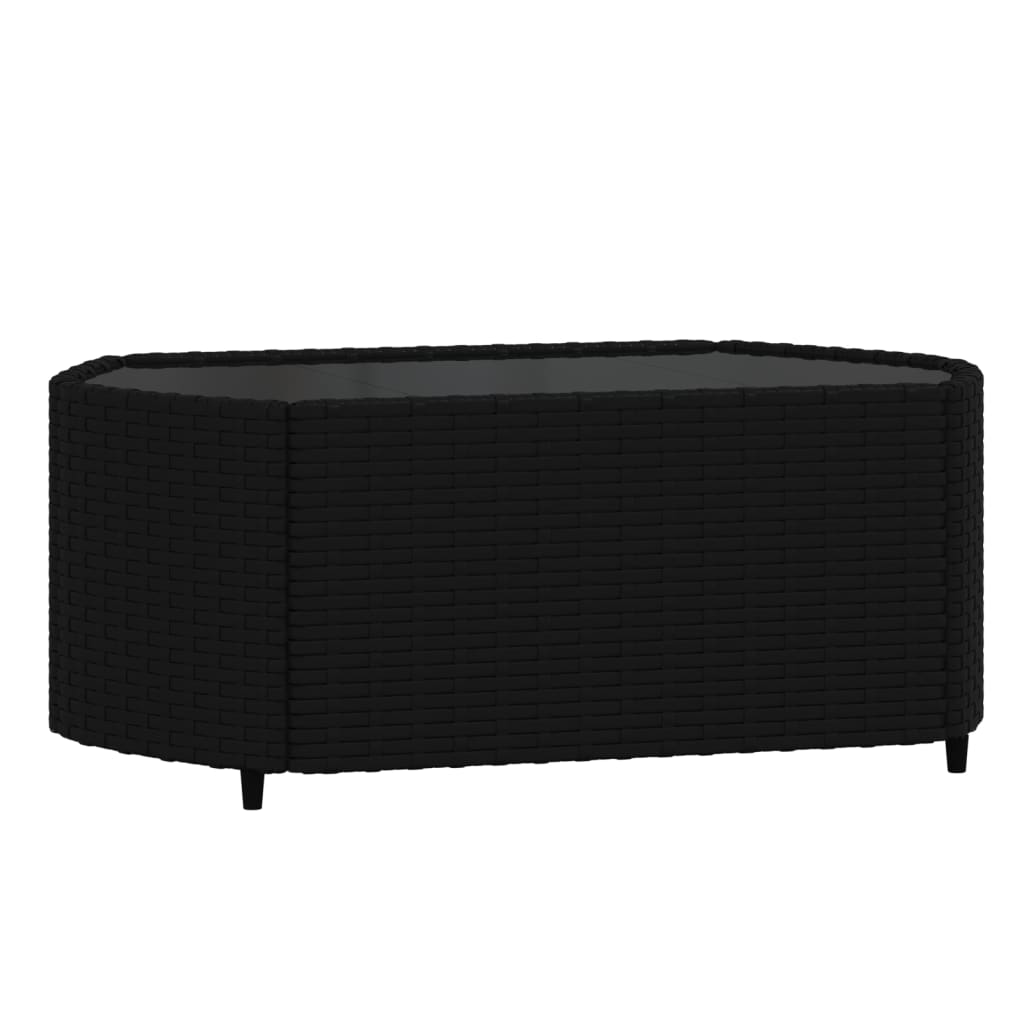 4 részes fekete polyrattan kerti ülőgarnitúra párnákkal 7