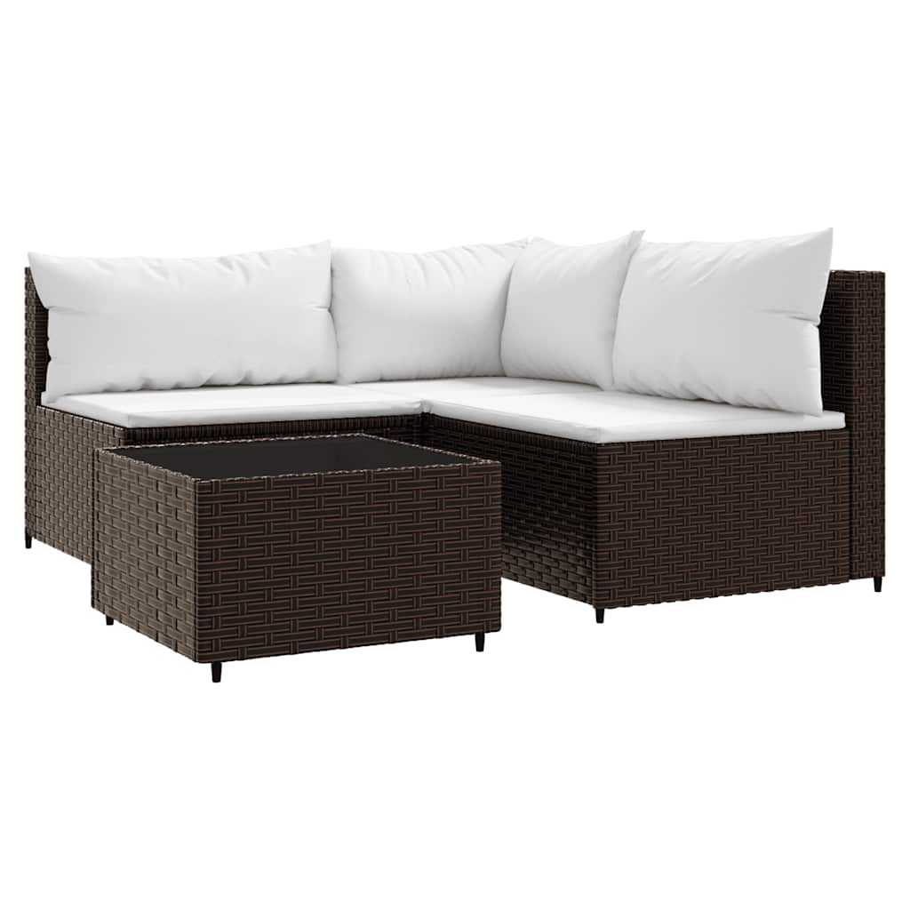 4 részes barna polyrattan kerti ülőgarnitúra párnákkal 2