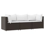 3 részes barna polyrattan kerti ülőgarnitúra párnával 2