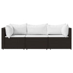 3 részes barna polyrattan kerti ülőgarnitúra párnával 3