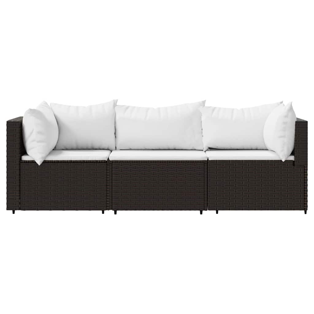 3 részes barna polyrattan kerti ülőgarnitúra párnával 3